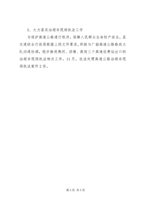 交通运输局综合行政执法局11月工作总结.docx