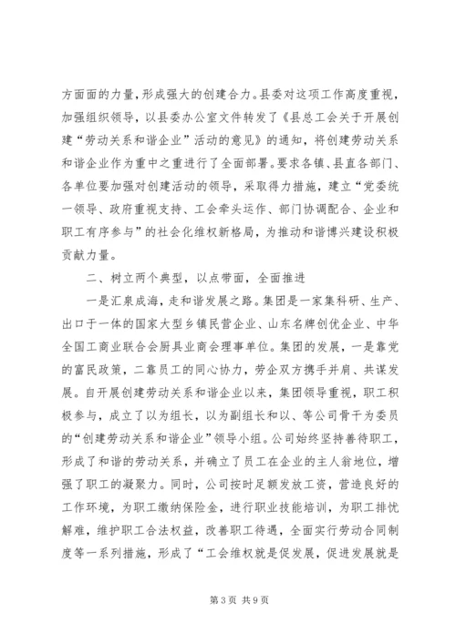 创建劳动关系和谐企业会议上的讲话.docx