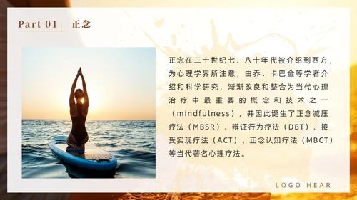 橙色简约风商务正念减压疗法培训PPT模板