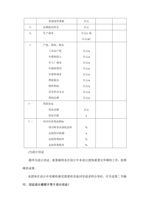 专业课程设计说明书涉及的主要表格格式模板.docx