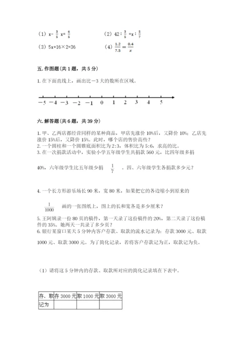 冀教版小学六年级下册数学期末检测试题精品【名校卷】.docx