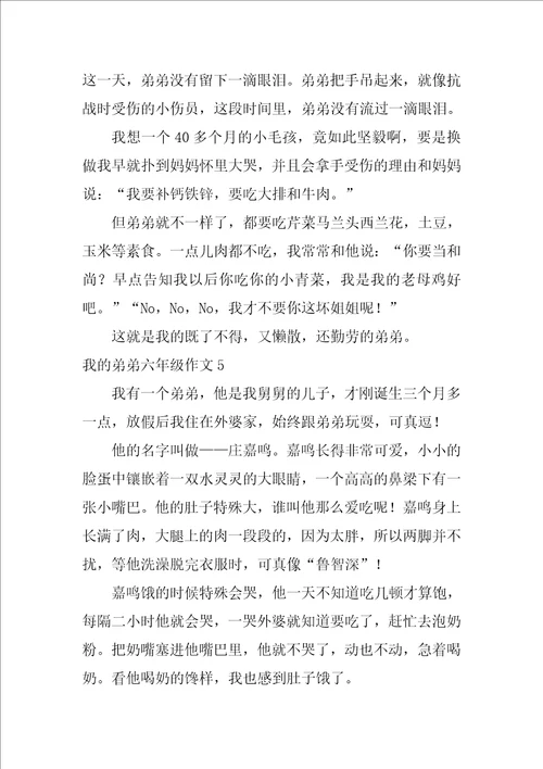 我的弟弟六年级作文