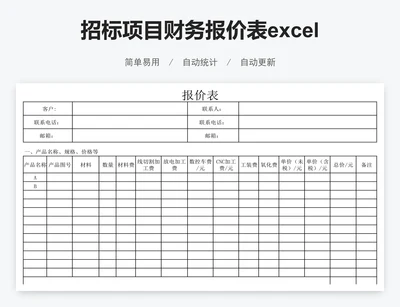 招标项目财务报价表excel模板