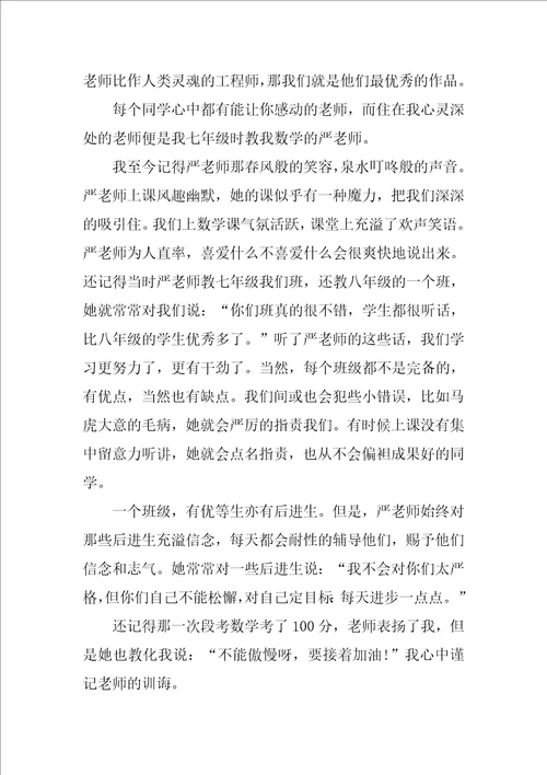 感动教师人物事迹材料700字