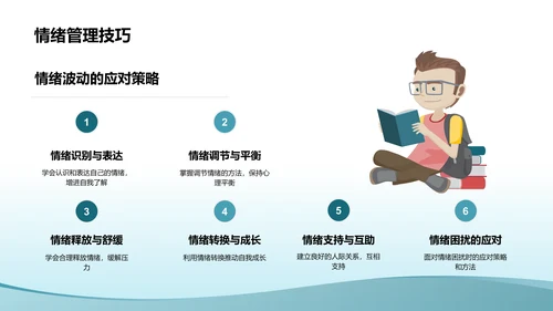 蓝色小清新大学生生心理健康PPT模板