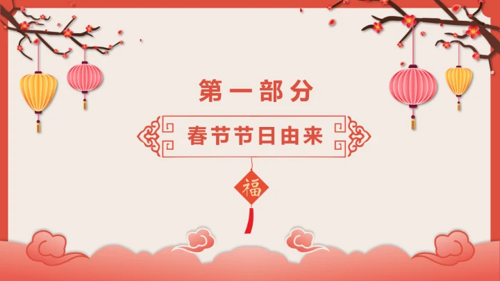 喜庆中国风春节介绍春节习俗简介PPT模板