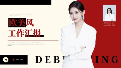 红色欧美风工作汇报总结PPT