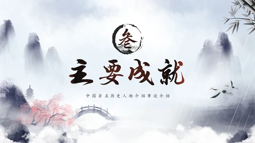 水彩水墨中国风山水历史人物介绍PPT