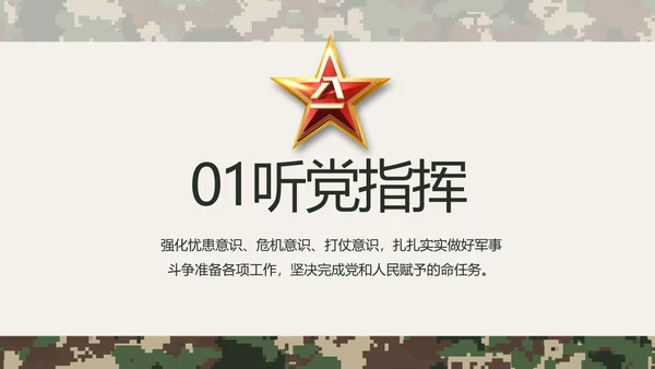 迷彩风八一部队士兵工作总结PPT