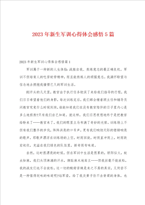 2023年新生军训心得体会感悟5篇