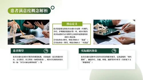 绿色清新几何风企业介绍PPT模板_医疗服务质量与满意度提升PPT模板