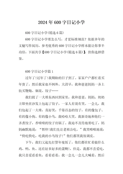 2024年600字日记小学