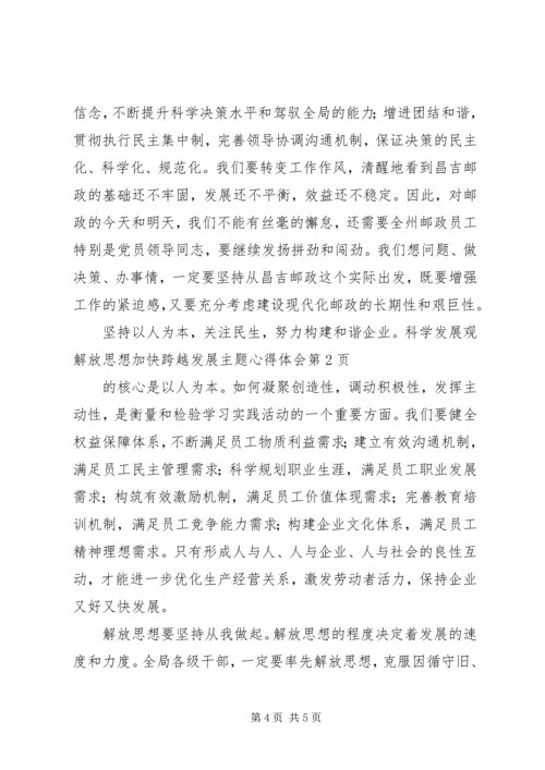 解放思想加快跨越发展主题心得体会 (3).docx