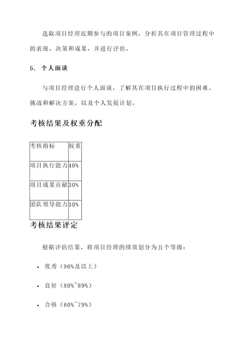 大型项目经理业绩考核方案