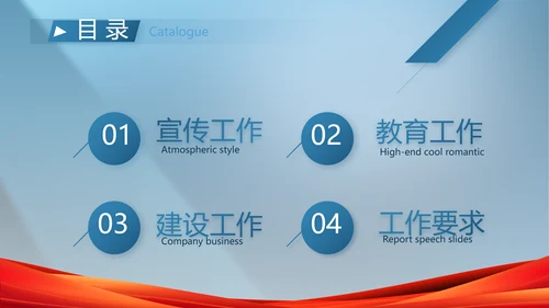 蓝色大气党政廉洁建设工作总结PPT