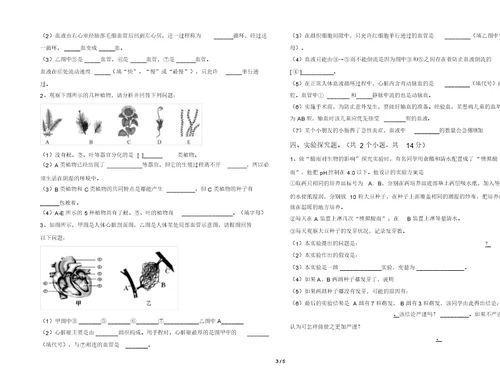 鲁教版七年级生物(上册)期末试题及答案(汇总)