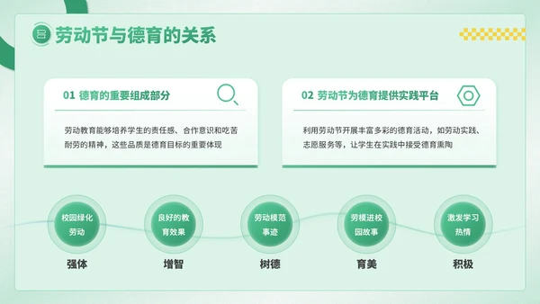 绿色卡通风劳动节学生德育教育PPT模板