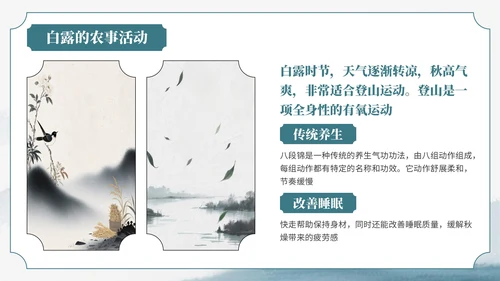 绿色中国风风格格白露节气介绍PPT模板
