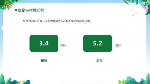 绿色清新插画卡通儿童爱护自然保护环境522日世界生物多样性国际生物多样性日