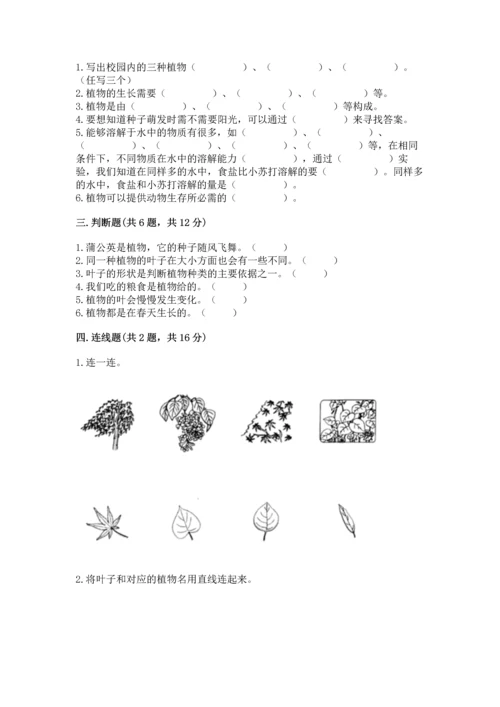 教科版科学一年级上册第一单元《植物》测试卷附完整答案【全优】.docx