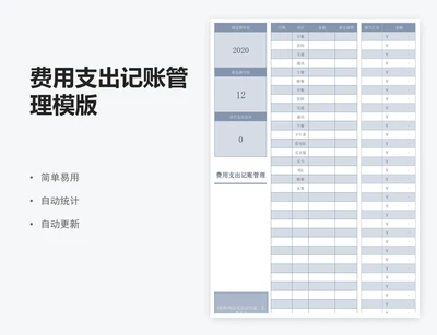 费用支出记账管理模版