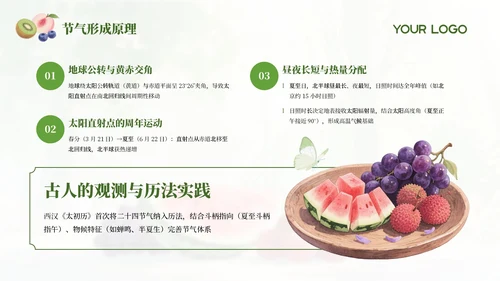 绿色简约中国传统二十四节气之夏至科普课件PPT模板