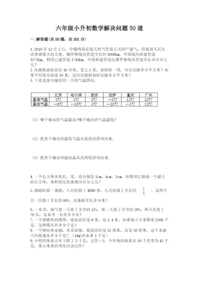 六年级小升初数学解决问题50道及完整答案【名校卷】.docx