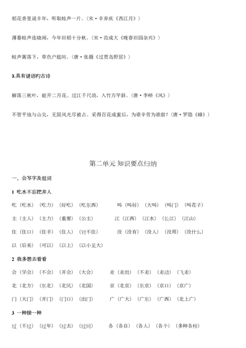 2023年新人教版语文一年级下知识点归纳.docx