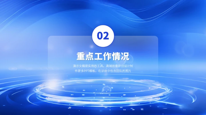 蓝色高端工作汇报述职年终总结PPT模板