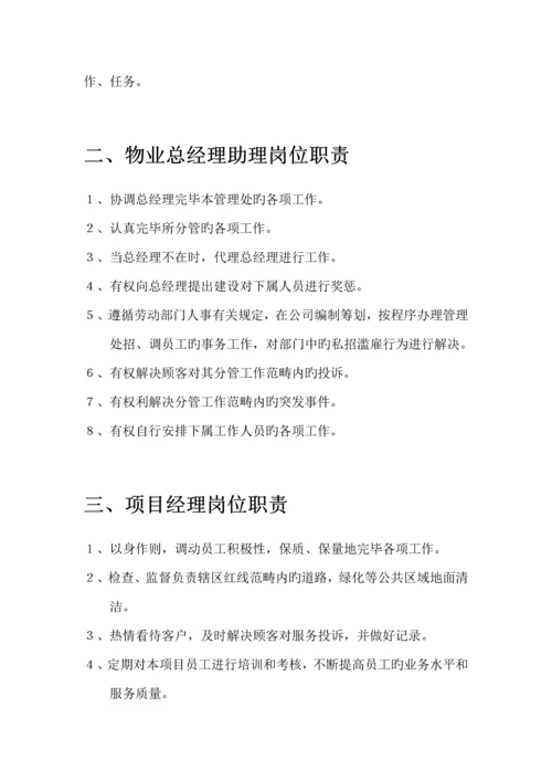 物业管理公司各部门岗位基本职责专项说明书.docx