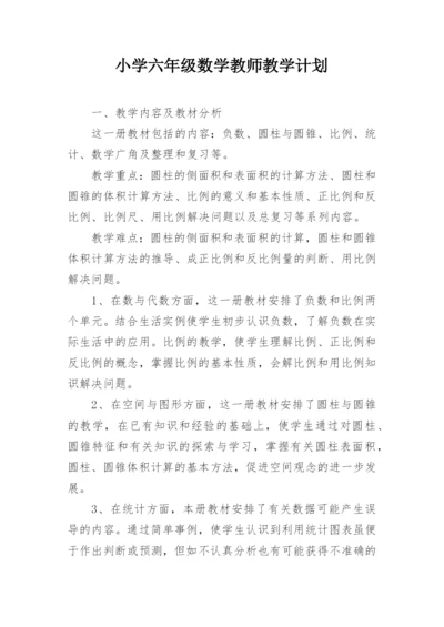 小学六年级数学教师教学计划.docx