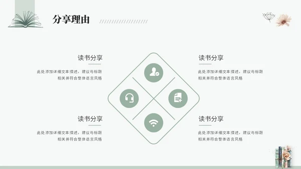 简约小清新水彩风读书分享会阅读分享会读书心得ppt模板