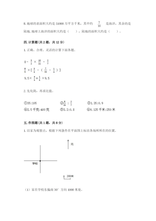 人教版六年级上册数学期末测试卷精品【黄金题型】.docx