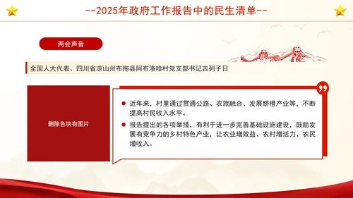 学习2025年政府工作报告中的民生清单社区ppt