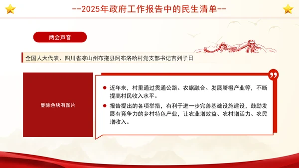 学习2025年政府工作报告中的民生清单社区ppt