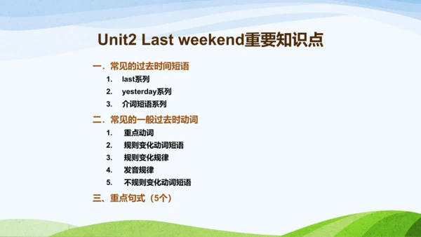Unit2 Last weekend重要知识点 课件(共16张PPT)