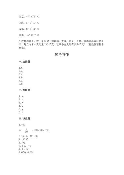 人教版六年级下册数学期末测试卷附答案（达标题）.docx