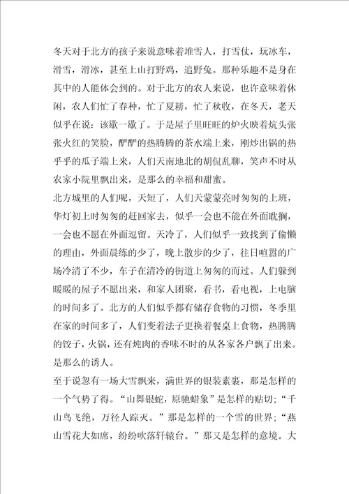 迷人的冬天600字作文