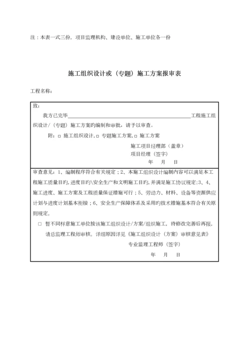 开工报审施工单位使用表格施工单位需要提交的表格.docx