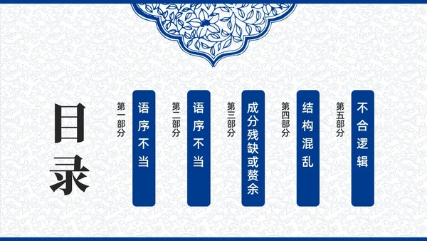蓝色青花瓷中国风语文高考病句专题说课PPT课件
