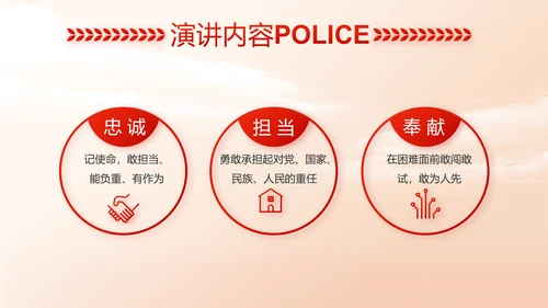红色大气中国公安警察工作总结动态PPT模板