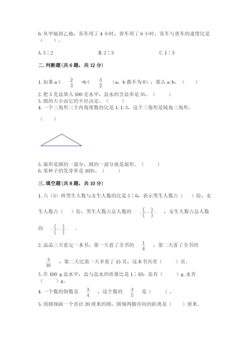 人教版小学六年级上册数学期末测试卷（考点提分）.docx