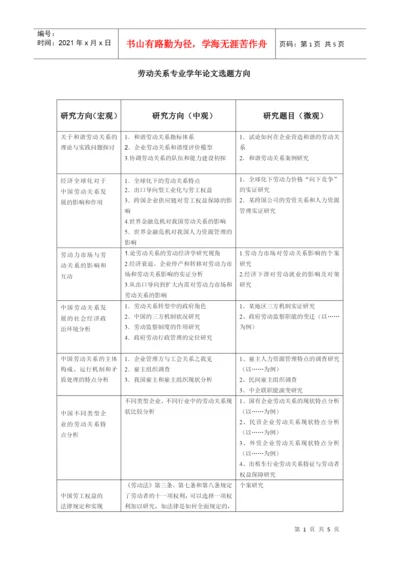 劳动关系专业论文题库doc-学年论文议题.docx