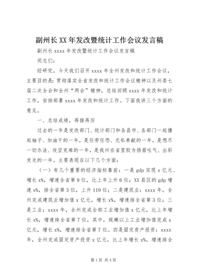 副州长XX年发改暨统计工作会议发言稿.docx