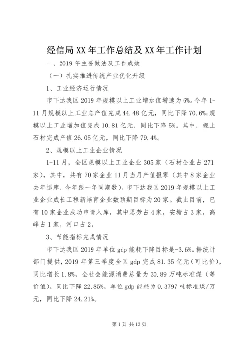 经信局XX年工作总结及XX年工作计划.docx