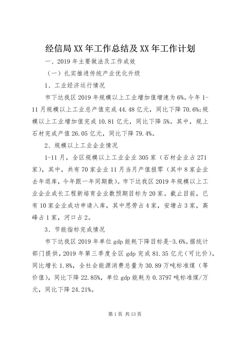 经信局XX年工作总结及XX年工作计划.docx