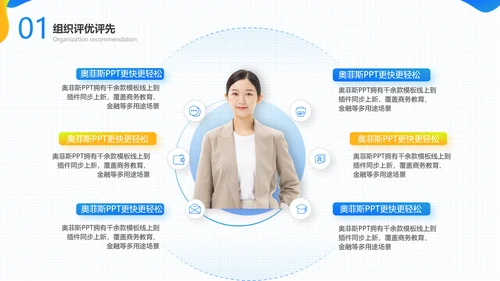 蓝橙色渐变组织评优评先总结汇报PPT套装