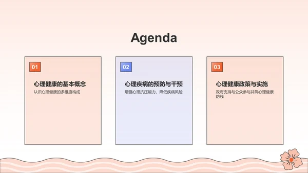 橙色插画风心理健康PPT模板