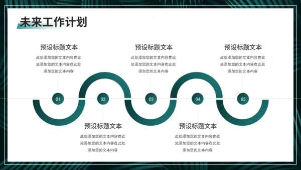 深色绿叶植物系月度复盘工作汇报通用PPT模板