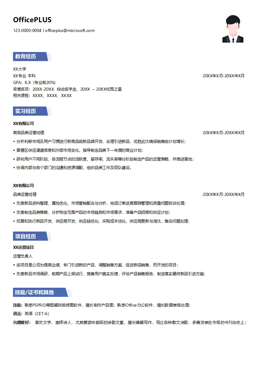 电子商务品类运营简历
